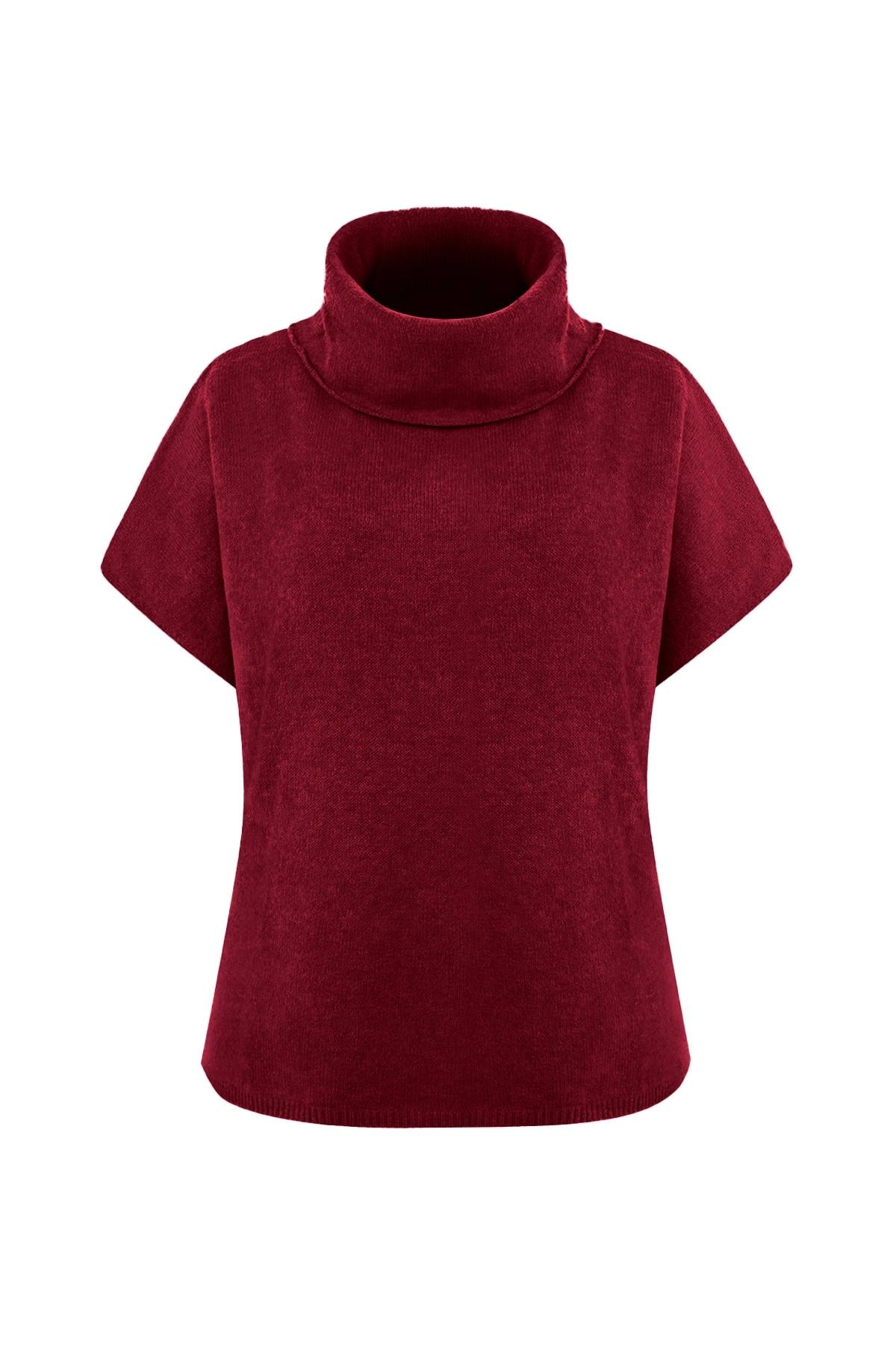 Cicy Bell Womens Burgundy Oversized Turtleneck Poncho Sweaters