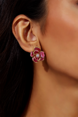 Womens Pink Flower Earrings 1