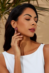 Womens Pink Flower Earrings 3