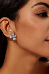 Womens Blue Flower Stud Earrings 1
