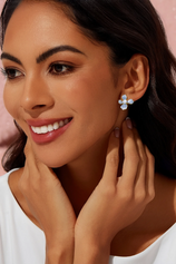 Womens Blue Flower Stud Earrings 3