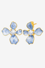Womens Blue Flower Stud Earrings | CicyBell