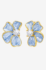 Womens Sky Blue Flower Stud Earrings | CicyBell