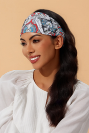 Womens White and Red Boho Yoga Headband 2