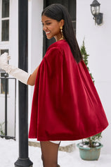 Womens Burgundy Velvet Cape Blazer Jackets 3