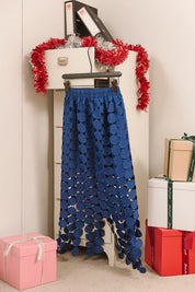 Womens Dark Blue Hollow Out Maxi Skirts 3
