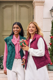 Womens Dark Green Quilted Puffer Vest | CicyBell