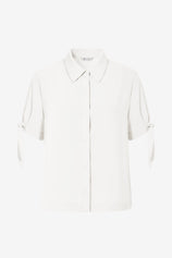 Womens White Short Sleeve Button Down Shirts 2