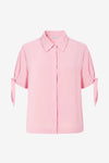 Womens Pink Short Sleeve Button Down Shirts 2