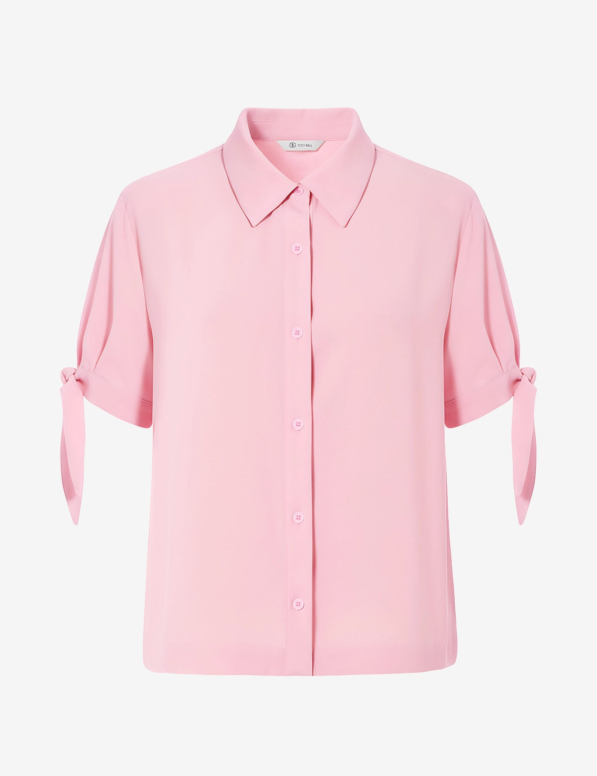 Womens Pink Short Sleeve Button Down Shirts 2