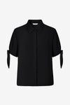 Womens Black Short Sleeve Button Down Shirts 2