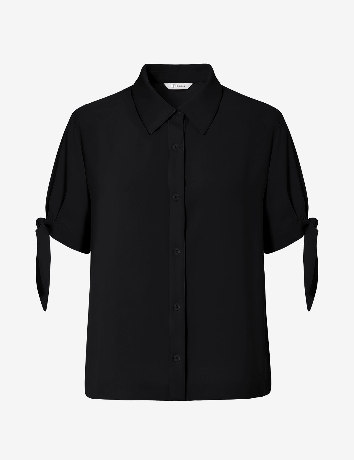 Womens Black Short Sleeve Button Down Shirts 2