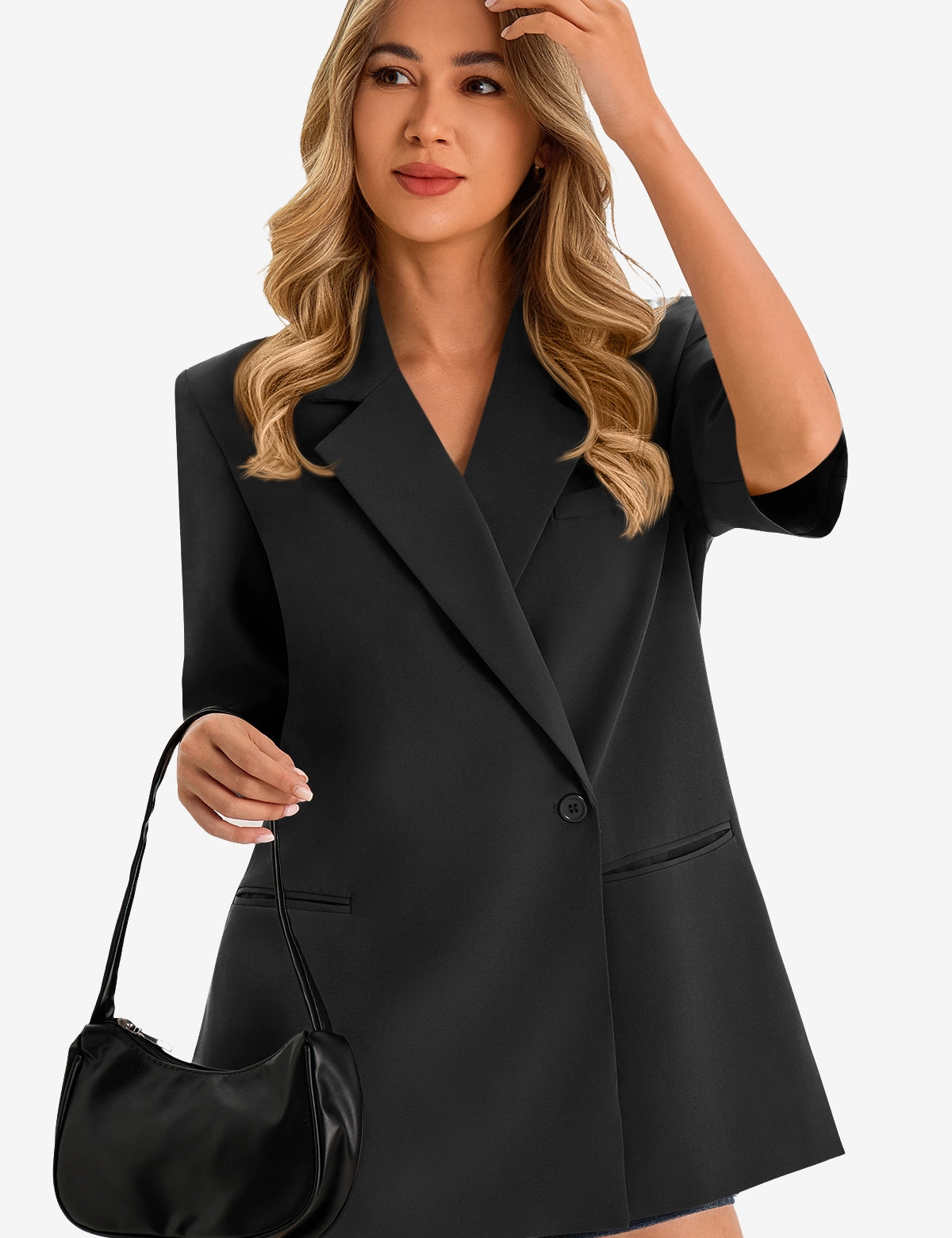 Womens Black Summer Oversized Blazer 1