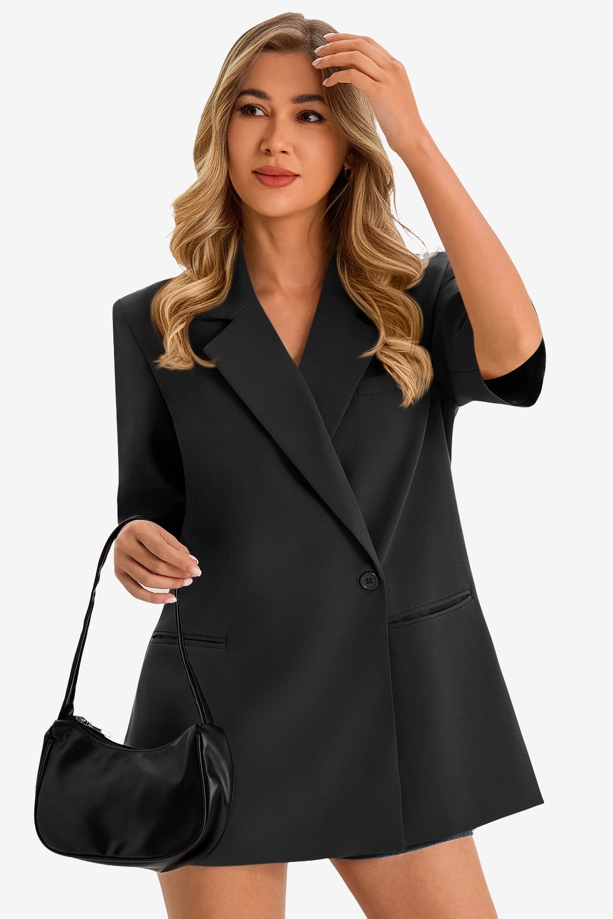 Womens Black Summer Oversized Blazer 1