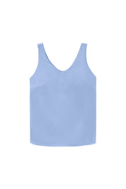 Womens Blue V Neck Satin Tank Tops 3