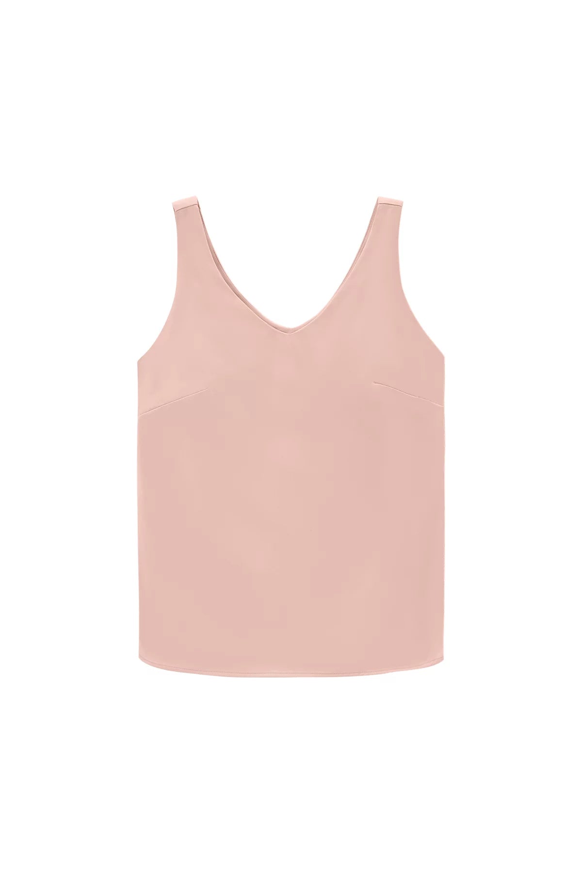Womens Pink V Neck Satin Tank Tops 3