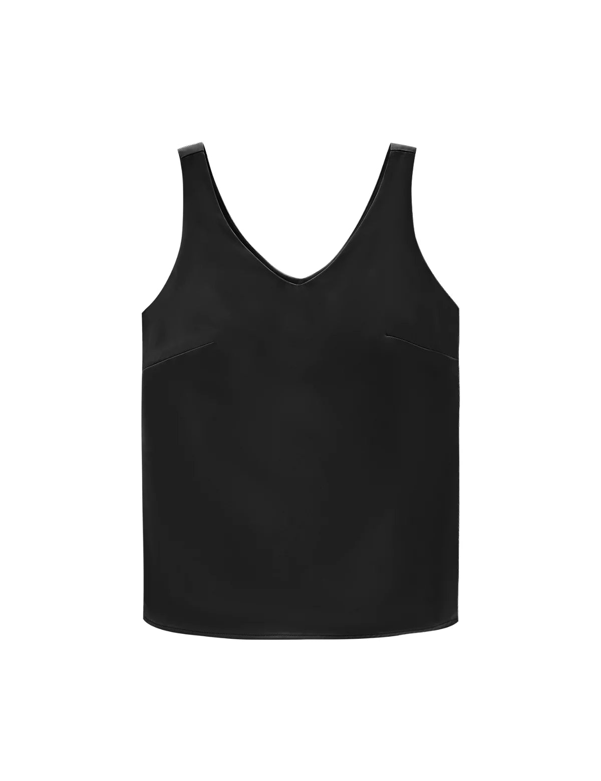 Womens Black V Neck Satin Tank Tops 3