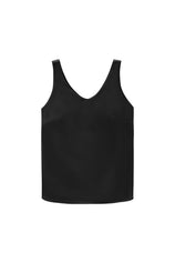 Womens Black V Neck Satin Tank Tops 3