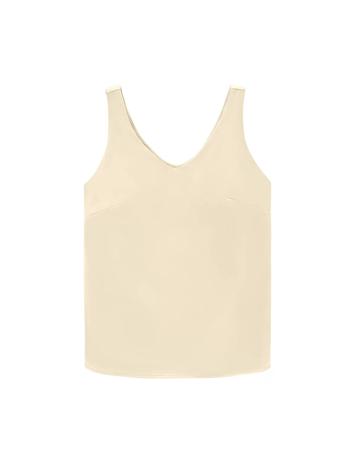 Womens Beige V Neck Satin Tank Tops 3