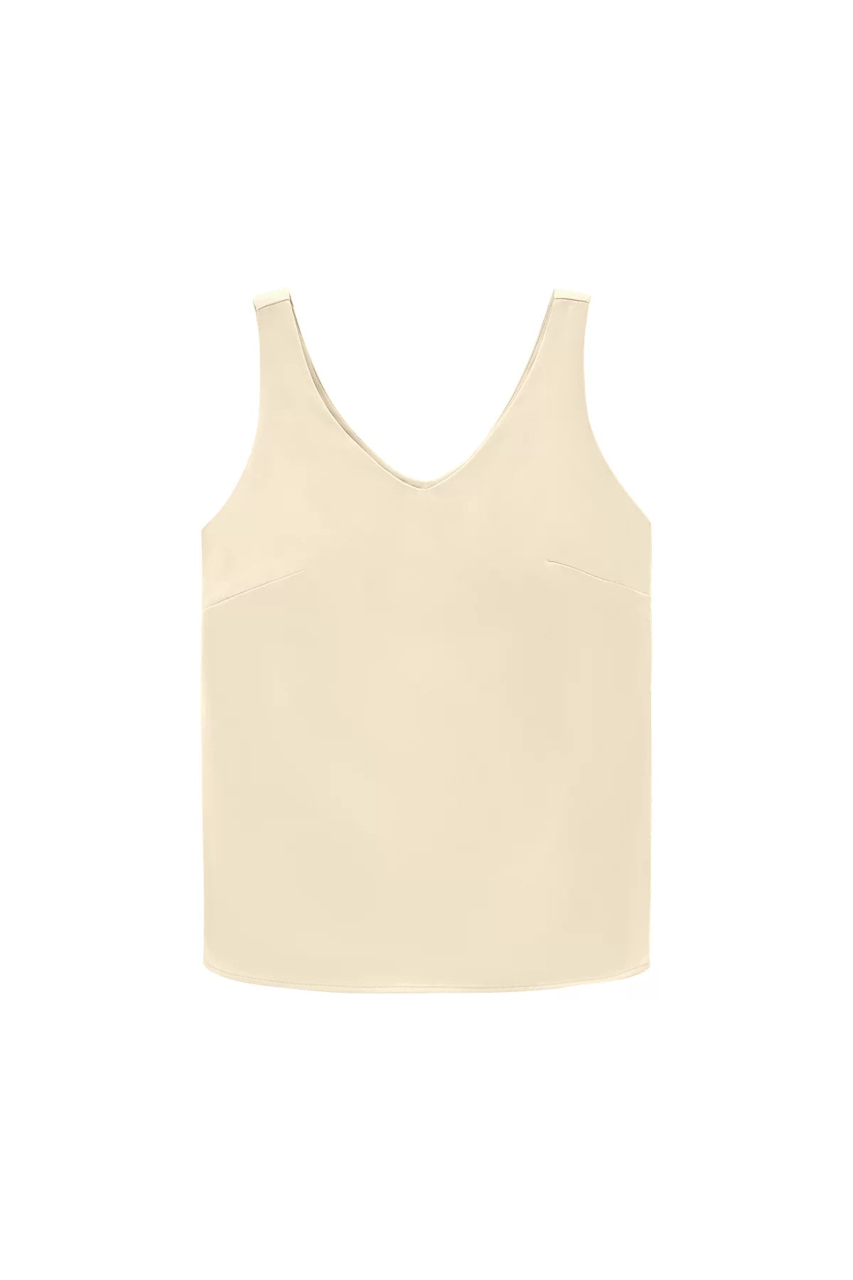 Womens Beige V Neck Satin Tank Tops 3