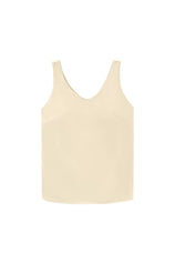 Womens Beige V Neck Satin Tank Tops 3