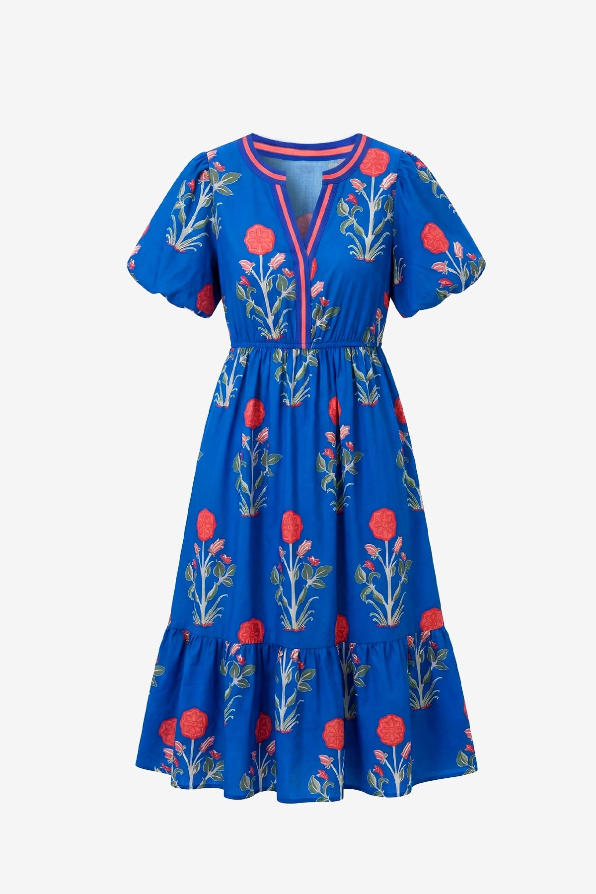 Womens Royal Blue Floral Print Maxi Dress 2