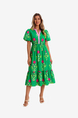 Womens Green Floral Print Maxi Dress  1