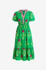 Womens Green Floral Print Maxi Dress  2