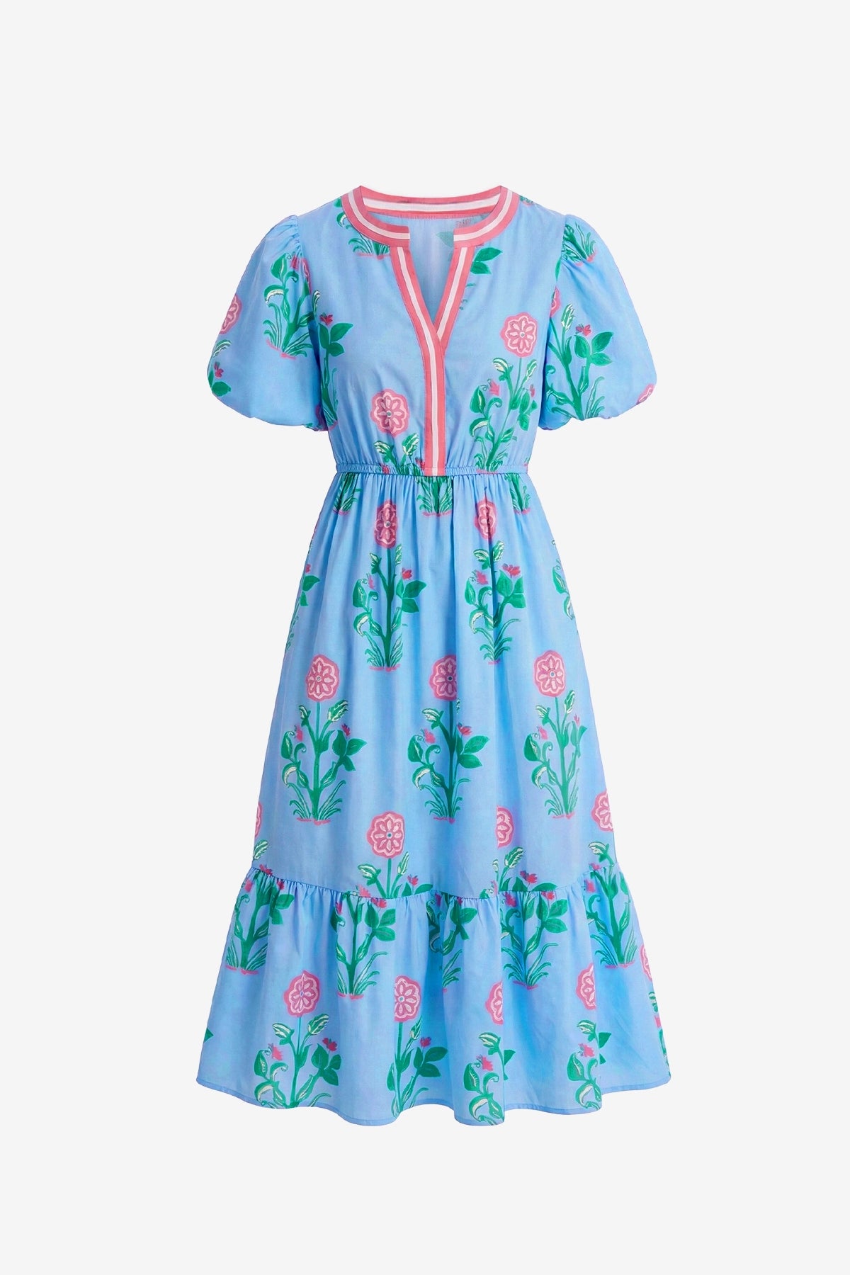 Womens Sky Blue Floral Print Maxi Dress 2