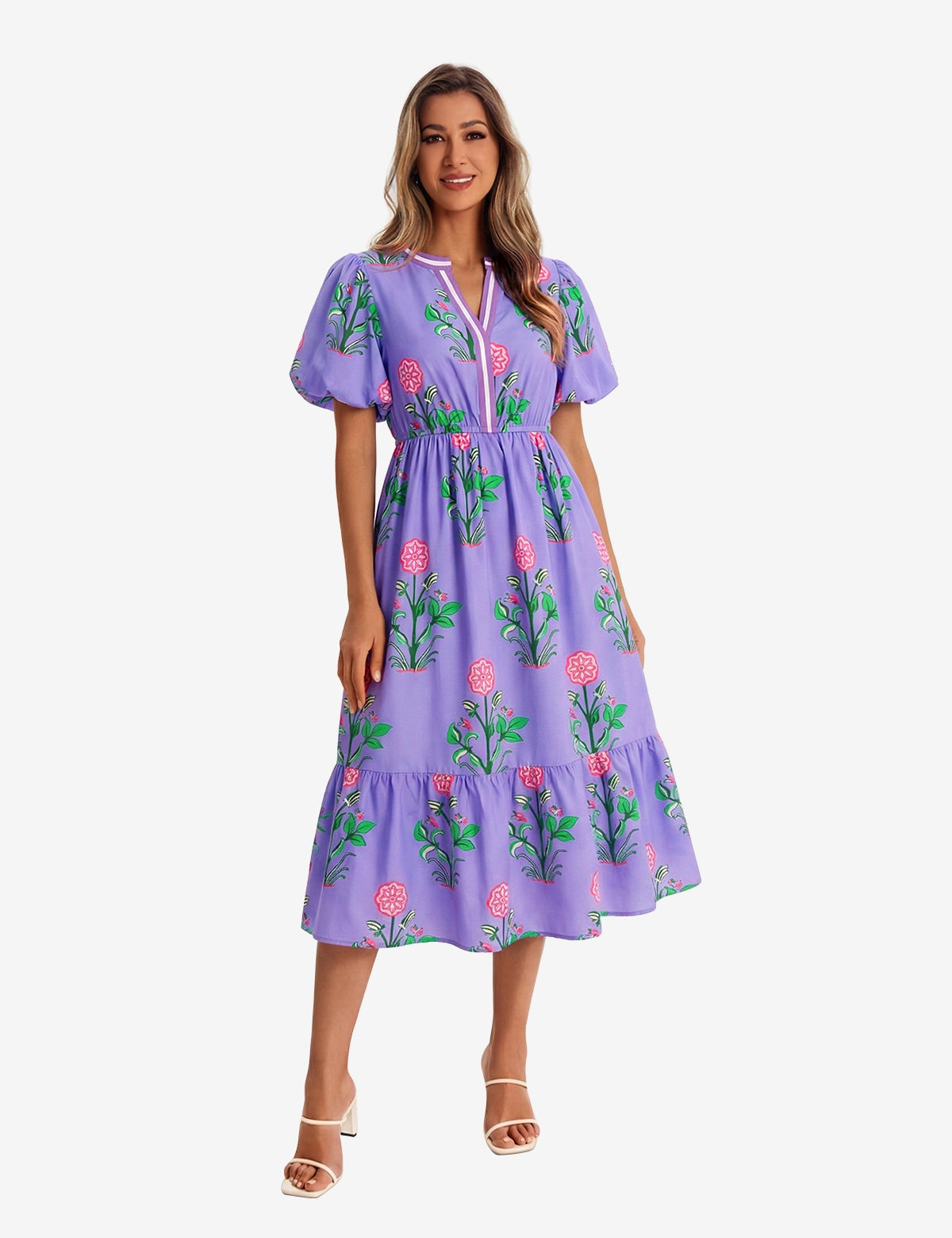 Womens Purple Floral Print Maxi Dress 1