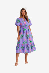 Womens Purple Floral Print Maxi Dress 1