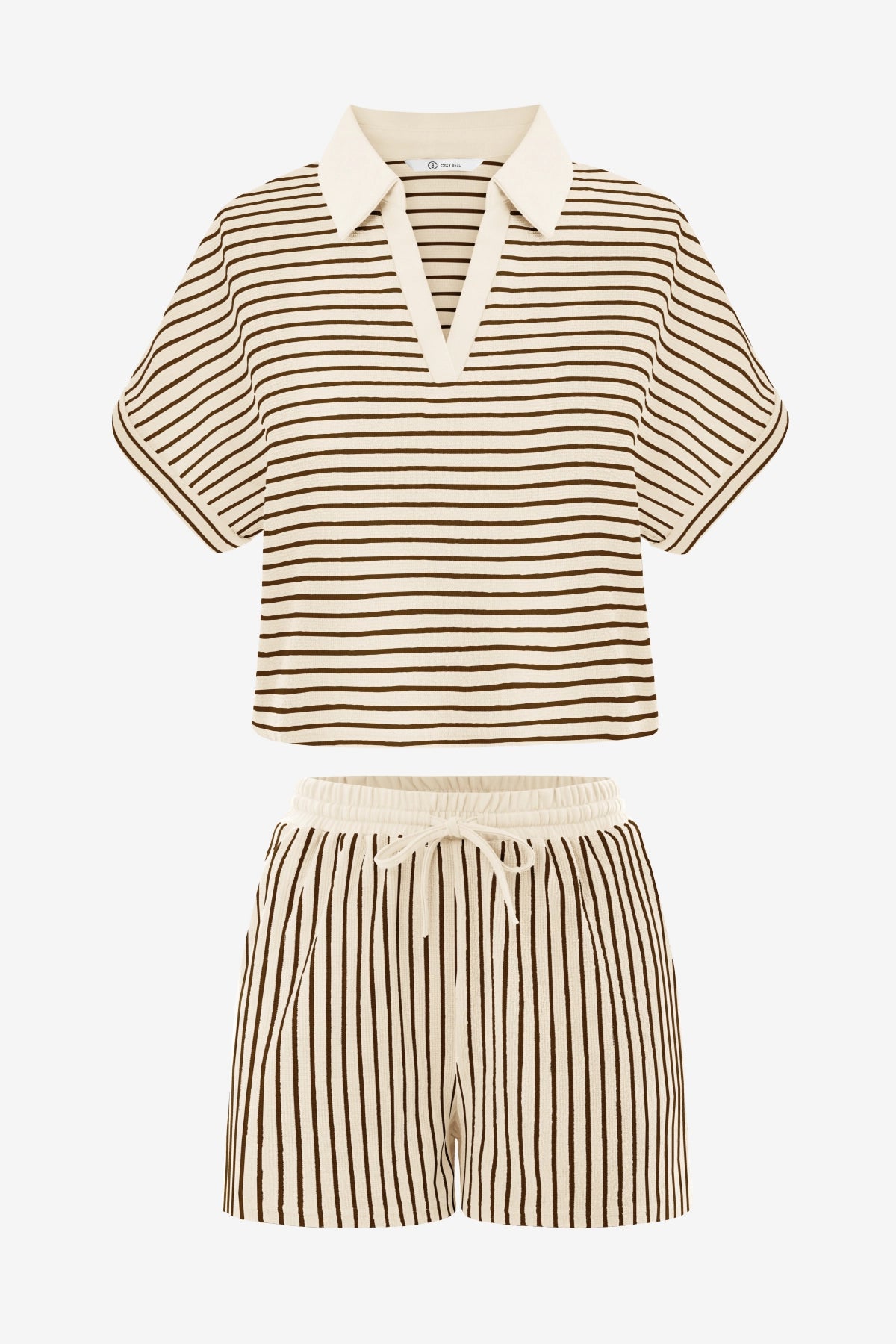 Womens Brown Striped 2 Piece Sets | CicyBell