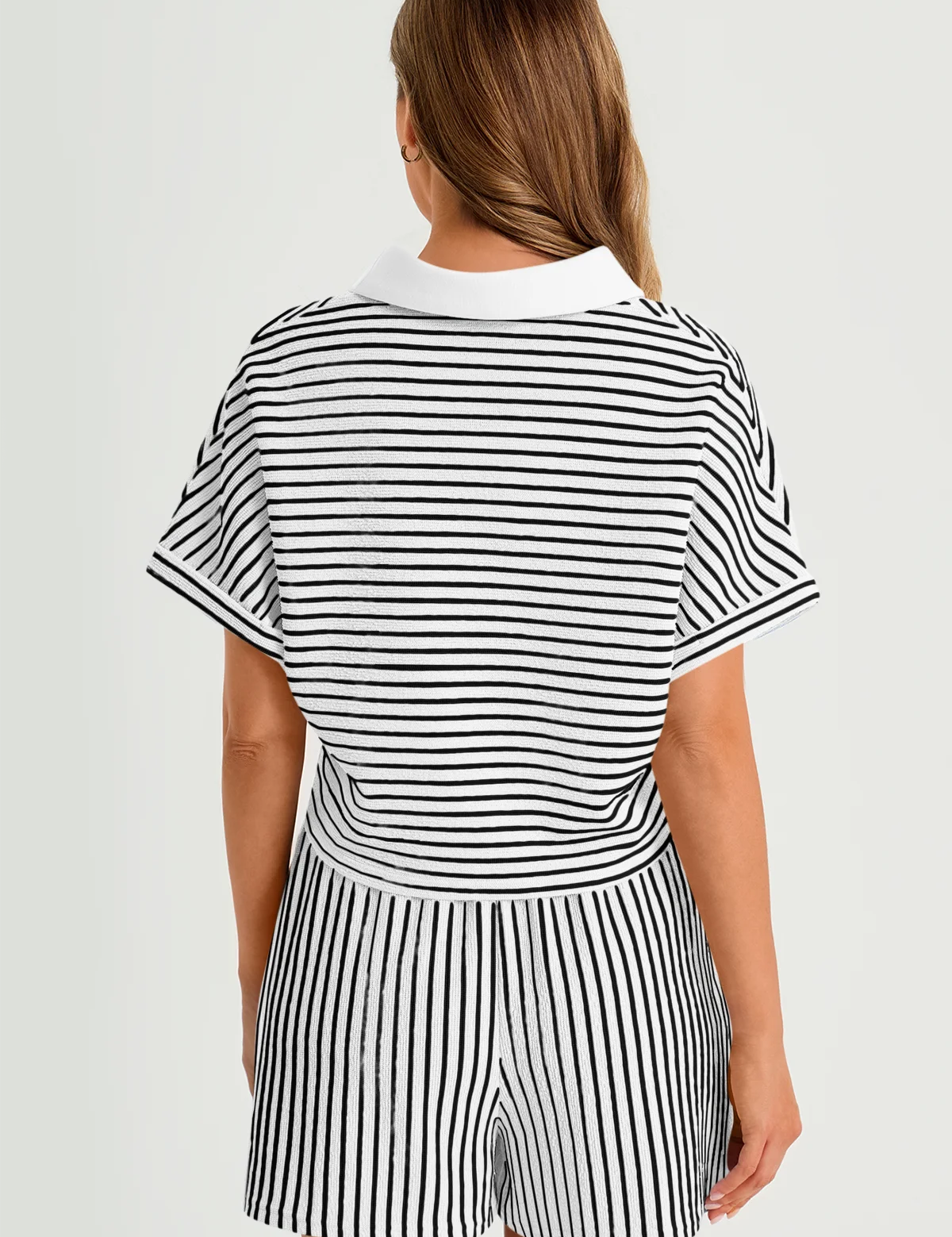 Womens White Striped 2 Piece Sets 3