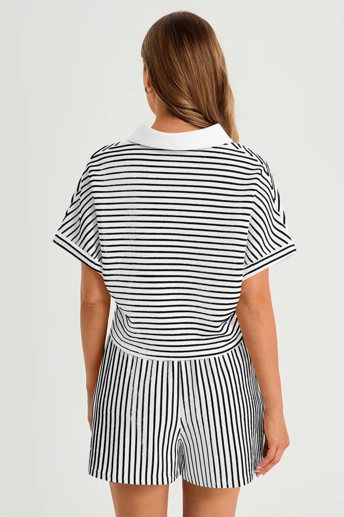 Womens White Striped 2 Piece Sets 3