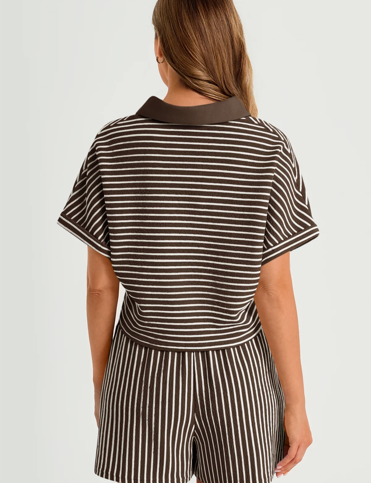 Womens Coffee Striped 2 Piece Sets 3