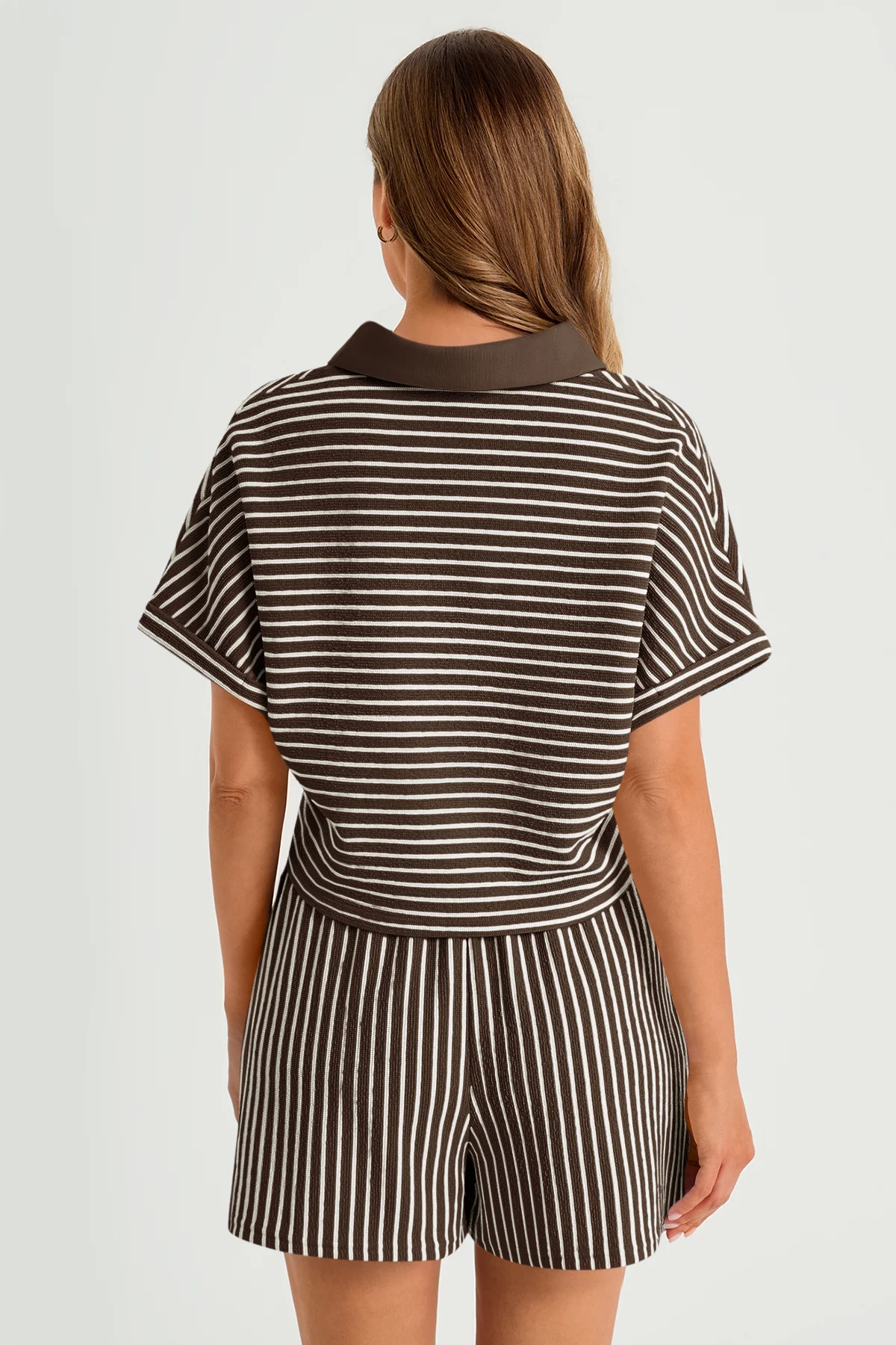 Womens Coffee Striped 2 Piece Sets 3