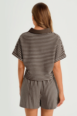 Womens Coffee Striped 2 Piece Sets 3