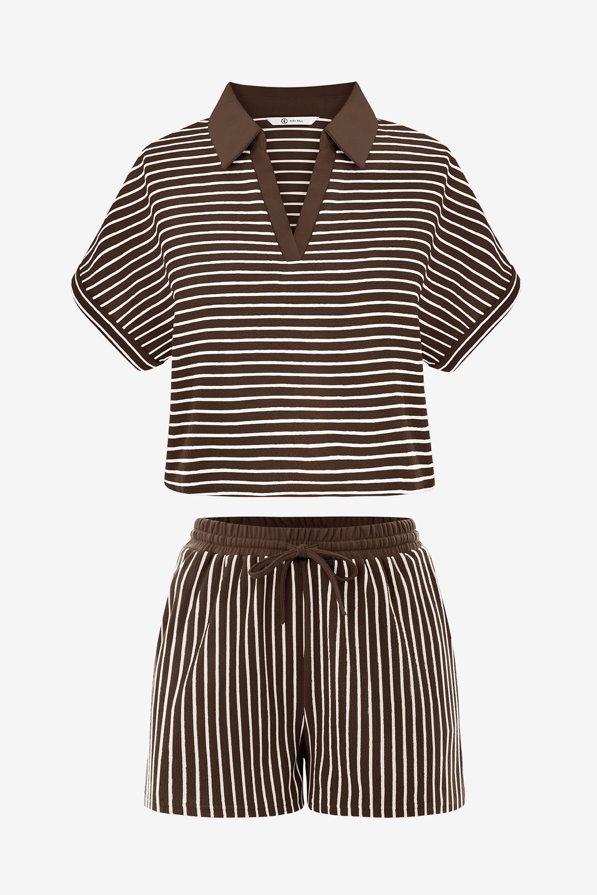 Womens Coffee Striped 2 Piece Sets | CicyBell