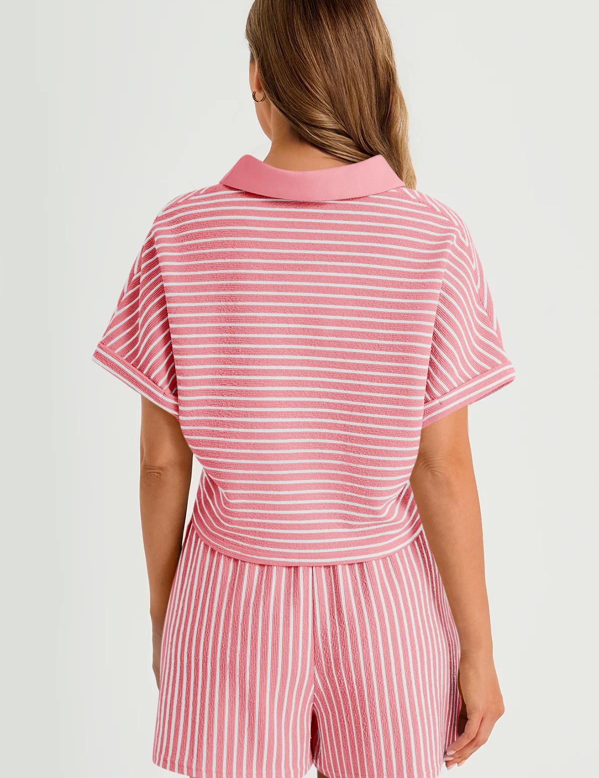 Womens Pink Striped 2 Piece Sets 3