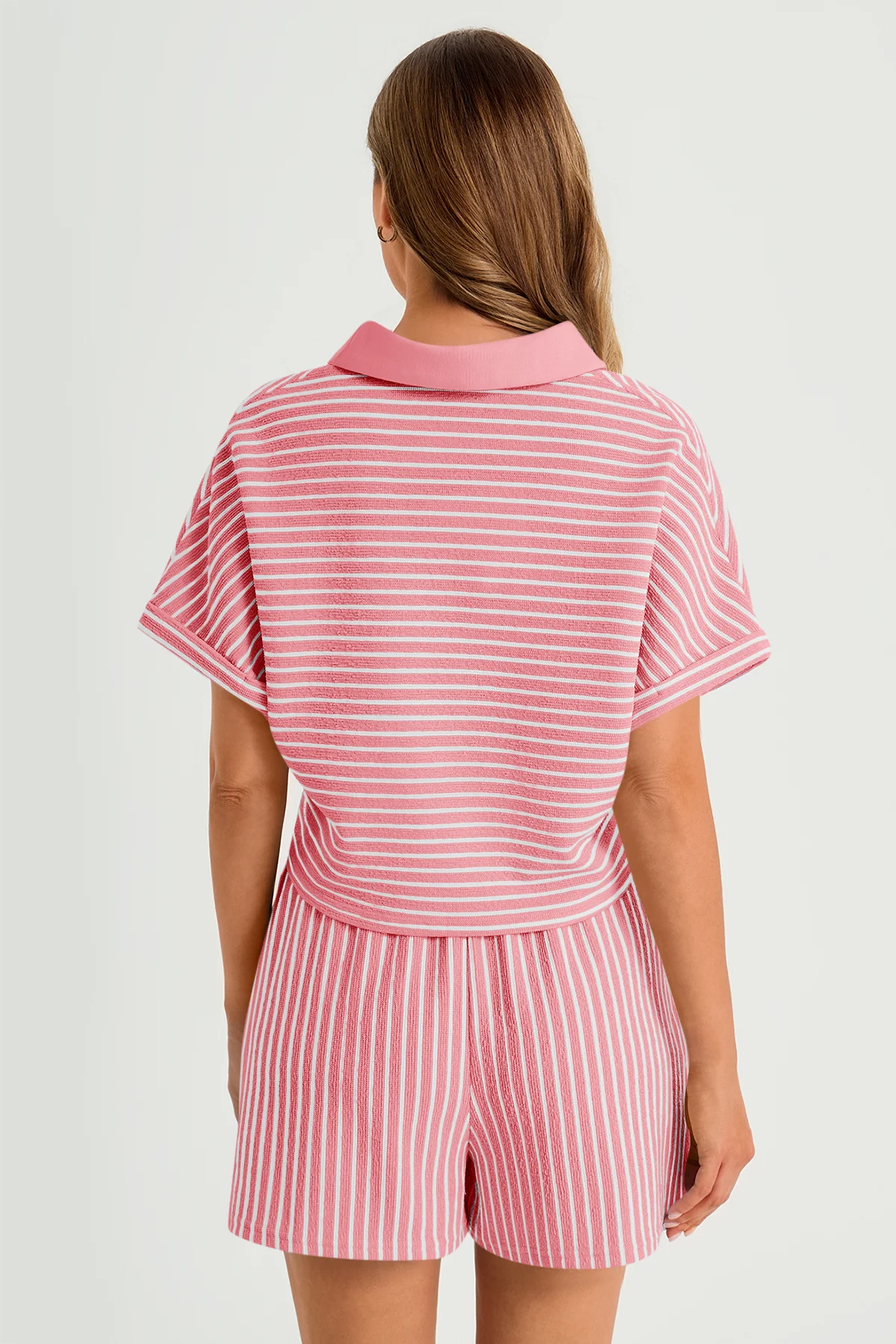 Womens Pink Striped 2 Piece Sets 3