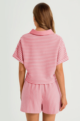 Womens Pink Striped 2 Piece Sets 3