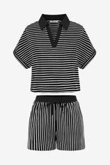Womens  Black Striped 2 Piece Sets | CicyBell