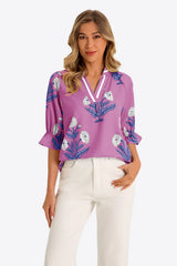 Womens Pink Boho Floral Blouses | CicyBell