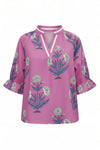 Womens Pink Boho Floral Blouses 2