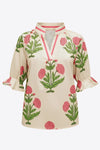 Womens Beige Boho Floral Blouses 2