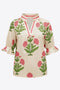 Womens Beige Boho Floral Blouses 2