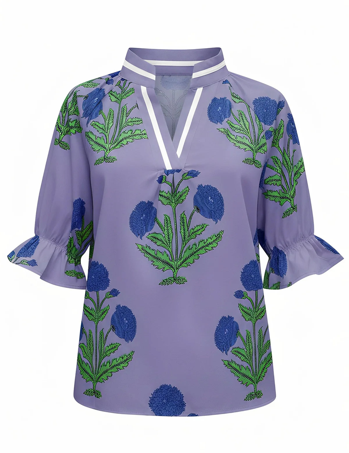 Womens Purple Boho Floral Blouses 2