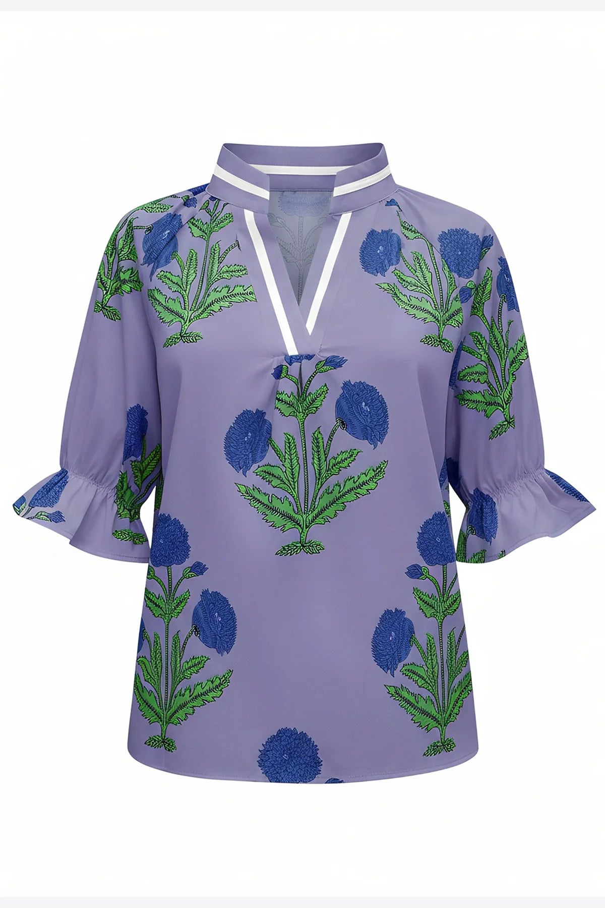 Womens Purple Boho Floral Blouses 2