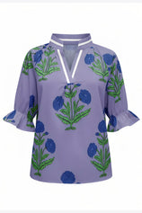 Womens Purple Boho Floral Blouses 2