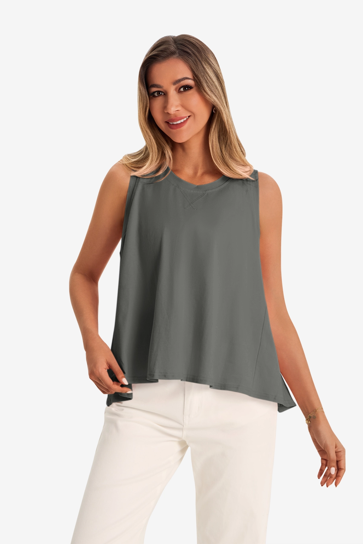 Womens Dark Grey Summer Sleeveless Tank Tops